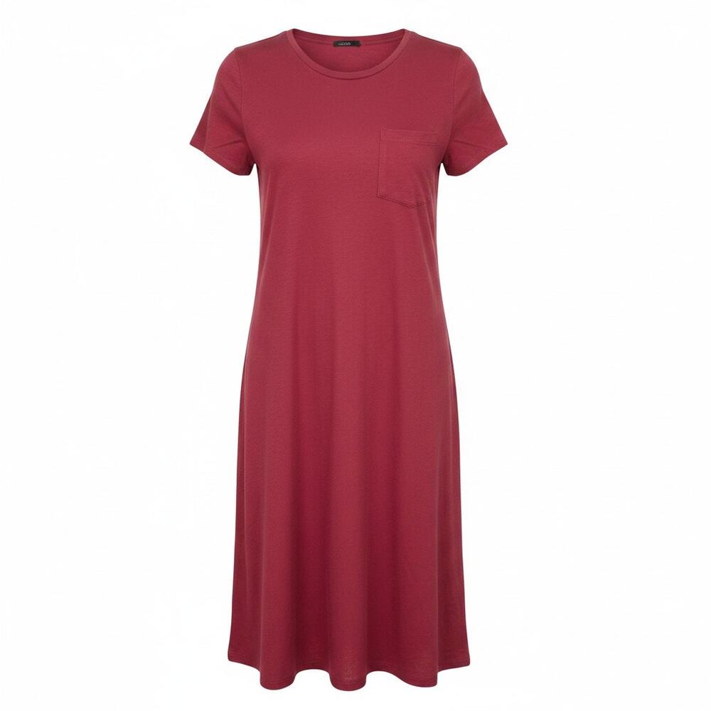 LuLaRoe CARLY High Low Dress Solid Wein Red Short Sleeve Round Neck Women Size S - Picture 1 of 6